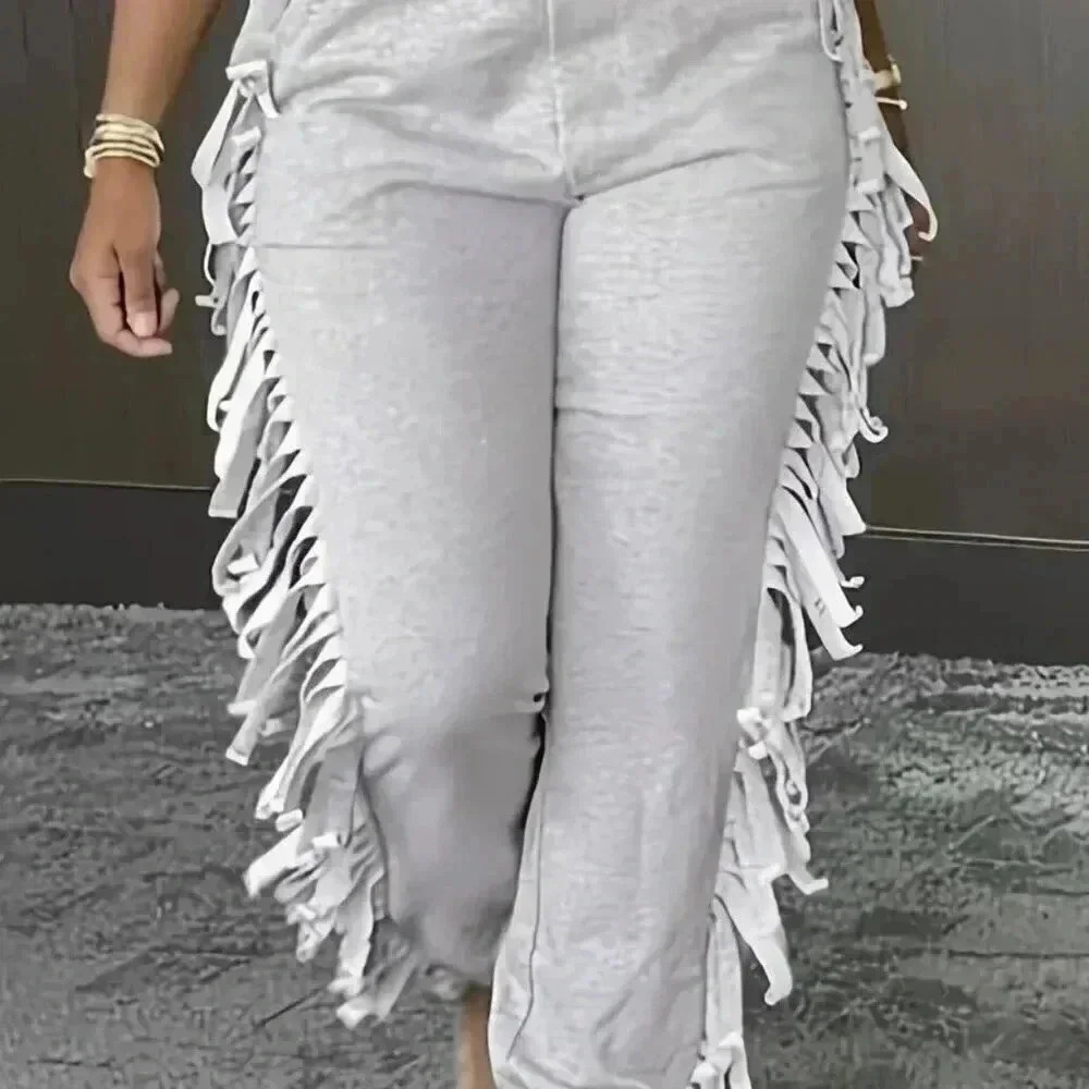 Tassel Trim Jogger Pants (LIGHT GREY)